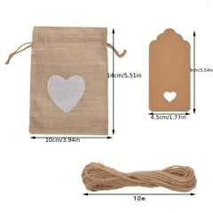 21pcs Love Hemp Drawstring Bag Jewelry Gift Set