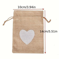 21pcs Love Hemp Drawstring Bag Jewelry Gift Set