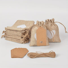 21pcs Love Hemp Drawstring Bag Jewelry Gift Set
