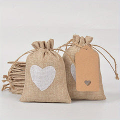 21pcs Love Hemp Drawstring Bag Jewelry Gift Set