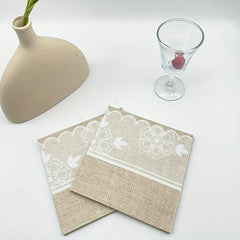 20pcs Linen Print Pattern Disposable Farm Party Napkin Holiday Birthday Paper