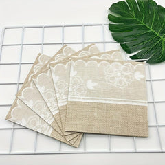20pcs Linen Print Pattern Disposable Farm Party Napkin Holiday Birthday Paper