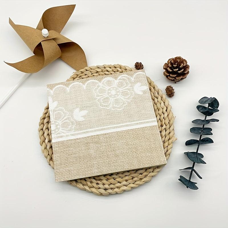 20pcs Linen Print Pattern Disposable Farm Party Napkin Holiday Birthday Paper