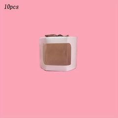 10pcs Transparent Ribbon Folding Paper Box Wedding Candy Packaging Box
