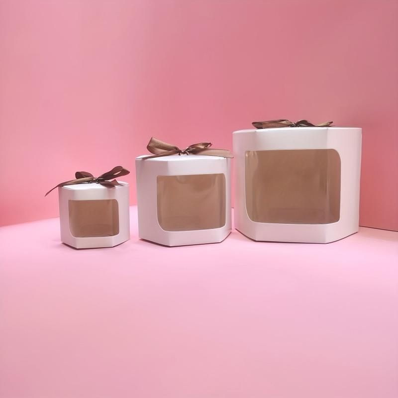 10pcs Transparent Ribbon Folding Paper Box Wedding Candy Packaging Box