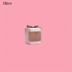 10pcs Transparent Ribbon Folding Paper Box Wedding Candy Packaging Box