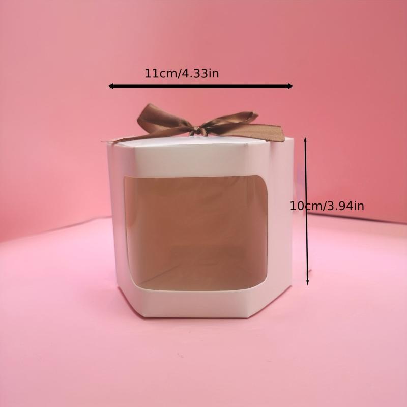 10pcs Transparent Ribbon Folding Paper Box Wedding Candy Packaging Box