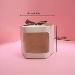 10pcs Transparent Ribbon Folding Paper Box Wedding Candy Packaging Box