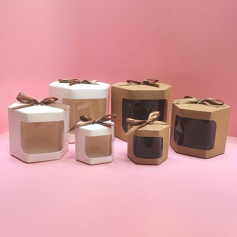 10pcs Transparent Ribbon Folding Paper Box Wedding Candy Packaging Box