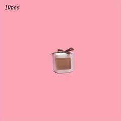 10pcs Transparent Ribbon Folding Paper Box Wedding Candy Packaging Box