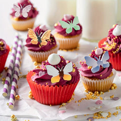 72pcs Edible Multicolor Butterfly Cupcake Toppers Wafer Paper Decorations
