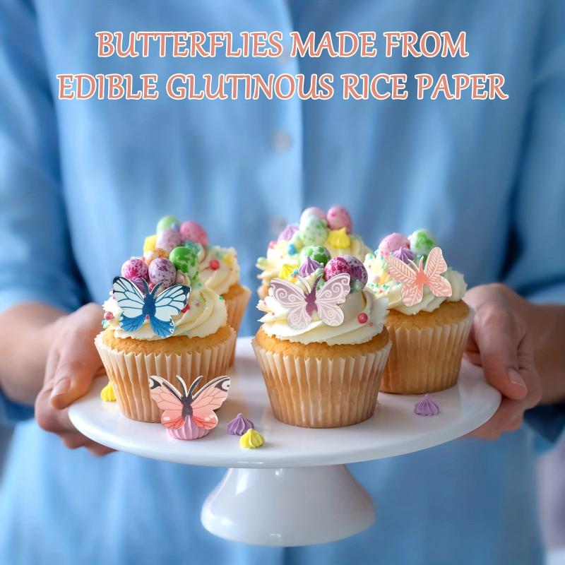 72pcs Edible Multicolor Butterfly Cupcake Toppers Wafer Paper Decorations