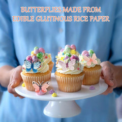 72pcs Edible Multicolor Butterfly Cupcake Toppers Wafer Paper Decorations