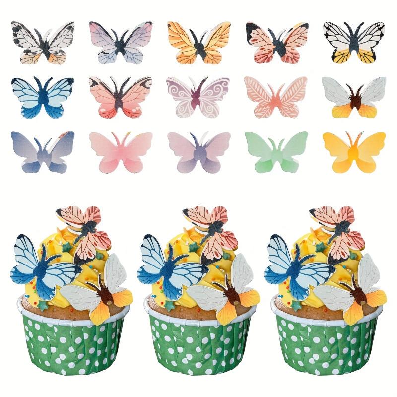 72pcs Edible Multicolor Butterfly Cupcake Toppers Wafer Paper Decorations