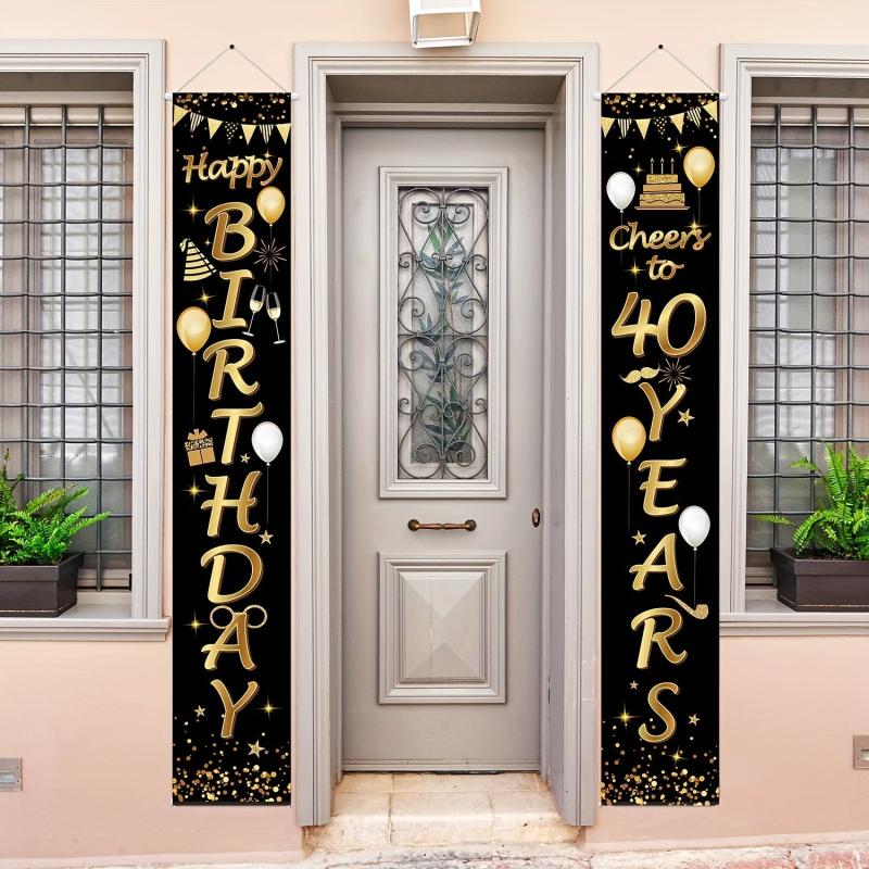 2pcs Cheers to 40 Years 40th Birthday Party Decorations Porch Sign