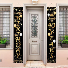 2pcs Cheers to 40 Years 40th Birthday Party Decorations Porch Sign
