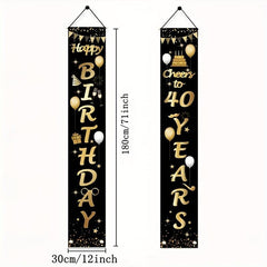 2pcs Cheers to 40 Years 40th Birthday Party Decorations Porch Sign