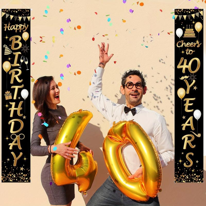 2pcs Cheers to 40 Years 40th Birthday Party Decorations Porch Sign