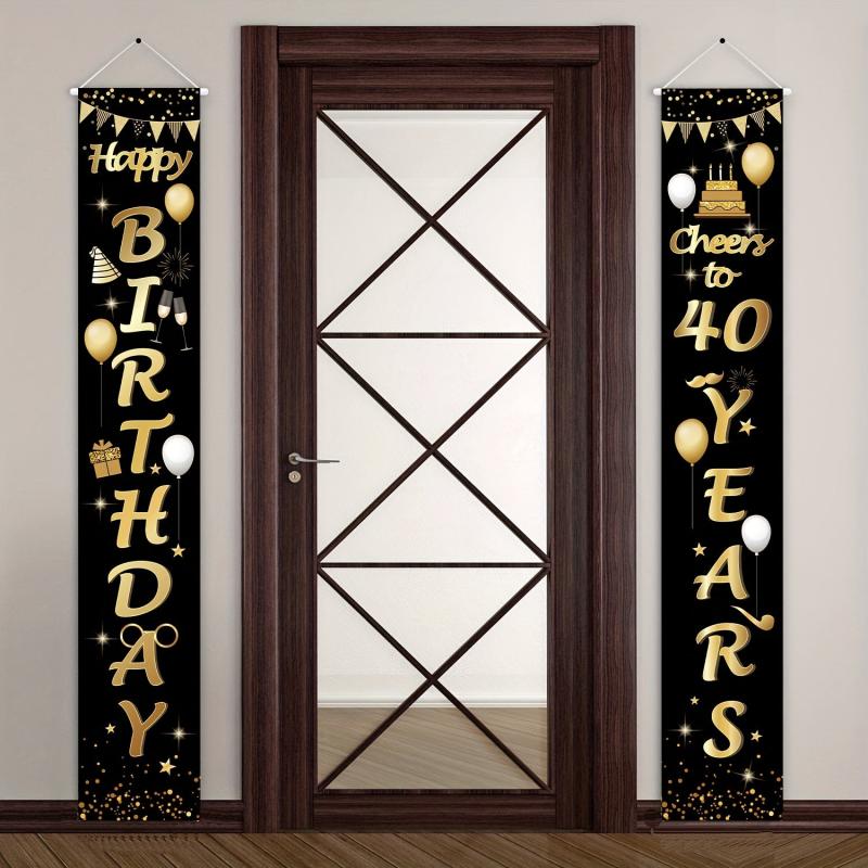 2pcs Cheers to 40 Years 40th Birthday Party Decorations Porch Sign