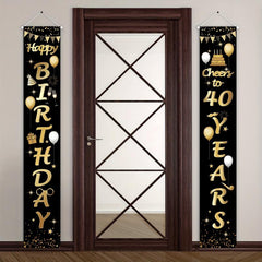 2pcs Cheers to 40 Years 40th Birthday Party Decorations Porch Sign