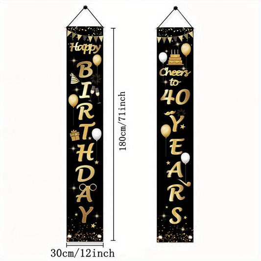 2pcs Cheers to 40 Years 40th Birthday Party Decorations Porch Sign