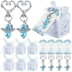 12pcs Angel Keychains Favor Boxes Baby Shower Favors For Boys