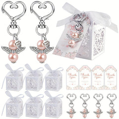 12pcs Angel Keychains Favor Boxes Baby Shower Favors For Boys