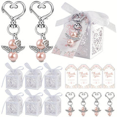 12pcs Angel Keychains Favor Boxes Baby Shower Favors For Boys