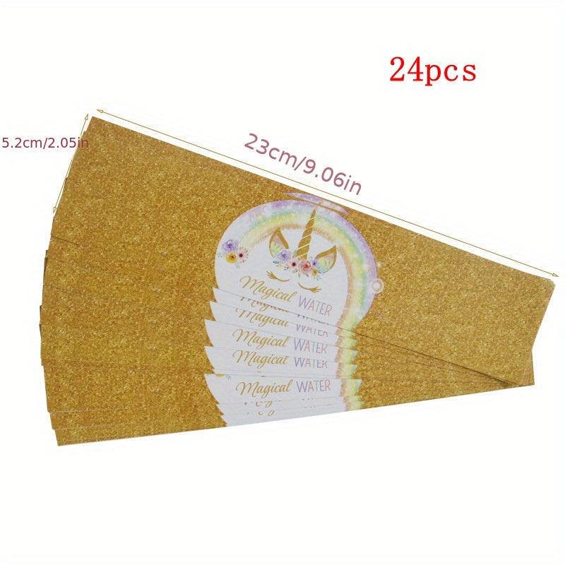 24pcs Unicorn Happy Birthday Bottle Stickers for Baby Shower Unicorn Party Decor