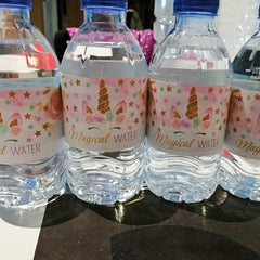 24pcs Unicorn Happy Birthday Bottle Stickers for Baby Shower Unicorn Party Decor