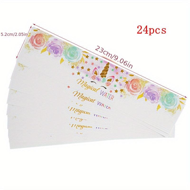 24pcs Unicorn Happy Birthday Bottle Stickers for Baby Shower Unicorn Party Decor