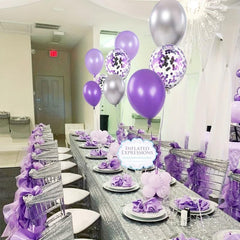Purple & Silver Lavender Party Kit - Banner, Flower, Aluminum