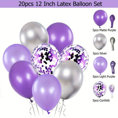 Purple & Silver Lavender Party Kit - Banner, Flower, Aluminum