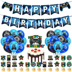 49pcs Gamepad Birthday Party Balloon Set Cake Card Decoration Supplies