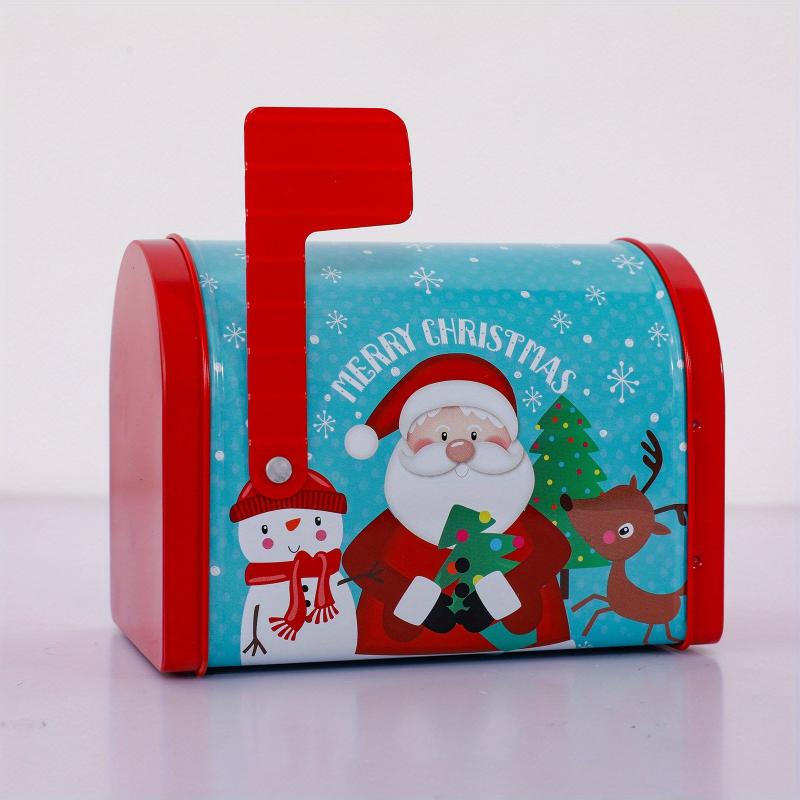 1pc Christmas Metal Rectangular Tins Mini Portable Box Containers