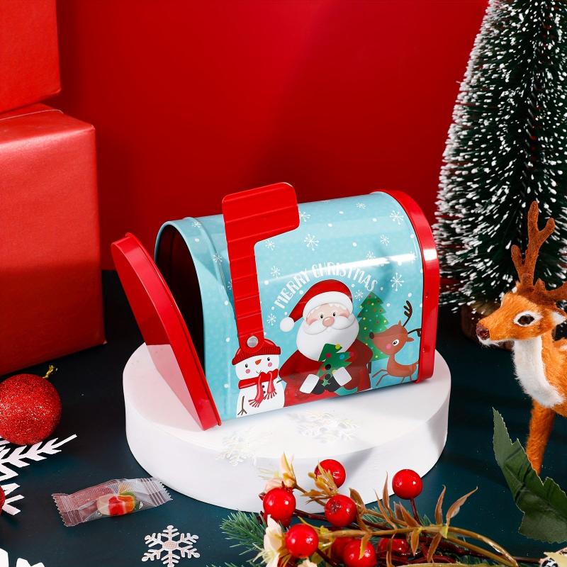 1pc Christmas Metal Rectangular Tins Mini Portable Box Containers