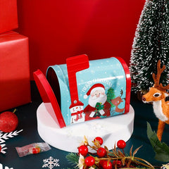 1pc Christmas Metal Rectangular Tins Mini Portable Box Containers