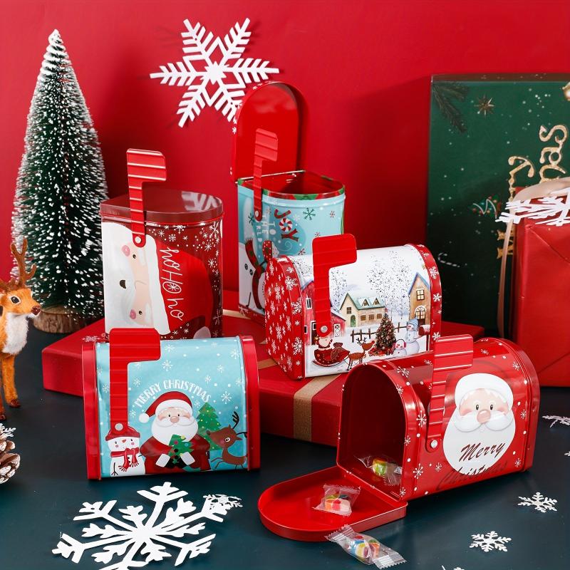 1pc Christmas Metal Rectangular Tins Mini Portable Box Containers