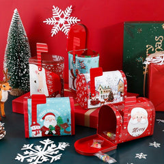 1pc Christmas Metal Rectangular Tins Mini Portable Box Containers