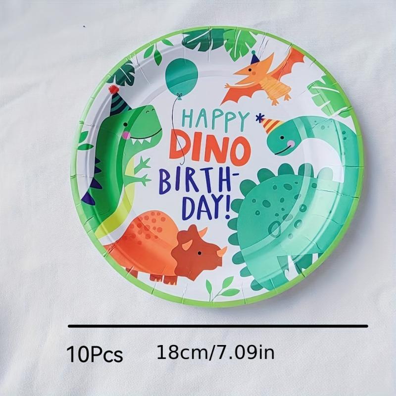 110pcs Green Dinosaur Birthday Party Tableware Set