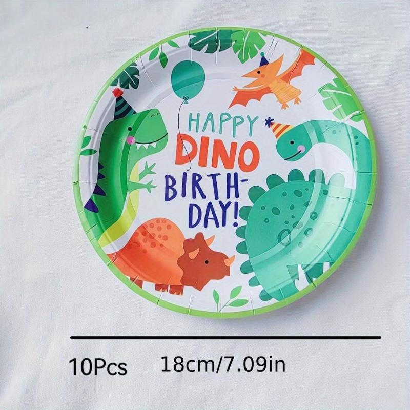 110pcs Green Dinosaur Birthday Party Tableware Set