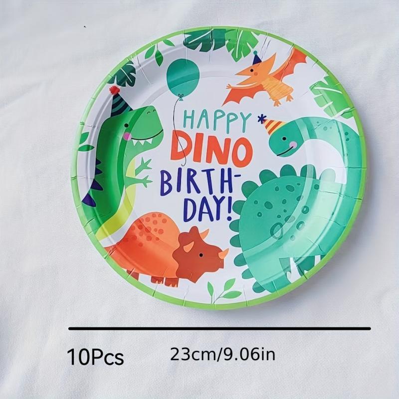 110pcs Green Dinosaur Birthday Party Tableware Set