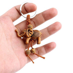 2pcs Elephant and Horse Wooden Keychain Gift Set