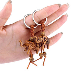 2pcs Elephant and Horse Wooden Keychain Gift Set