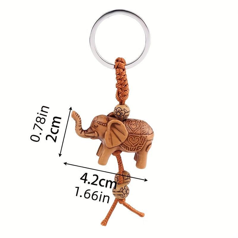 2pcs Elephant and Horse Wooden Keychain Gift Set