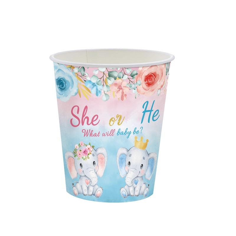 Gender Reveal Baby Baptism Elephant Theme Birthday Yard Party Supplies