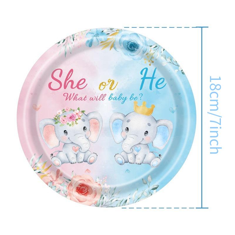 Gender Reveal Baby Baptism Elephant Theme Birthday Yard Party Supplies