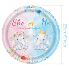 Gender Reveal Baby Baptism Elephant Theme Birthday Yard Party Supplies