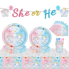 Gender Reveal Baby Baptism Elephant Theme Birthday Yard Party Supplies