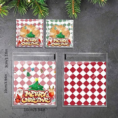 10pcs Christmas Santa Claus Tree Snowflake Crispy Candy Sticky Bag